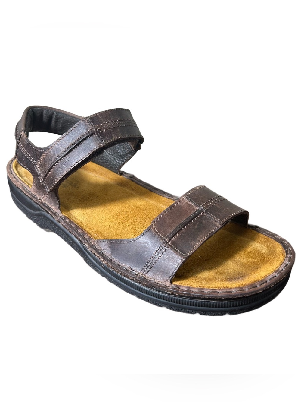 Naot Sandals Mens Size EU 47 US 14 Balkan Brown Leather Hook & Loop Comfy Ortho